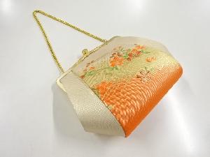 リサイクル　金糸波に桜模様織り出し和装バッグ